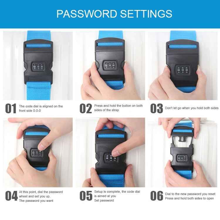 Luggage Strap Cross Belt Adjustable Packing Band Belt Strap with Password Lock for Luggage Travel Suitcase