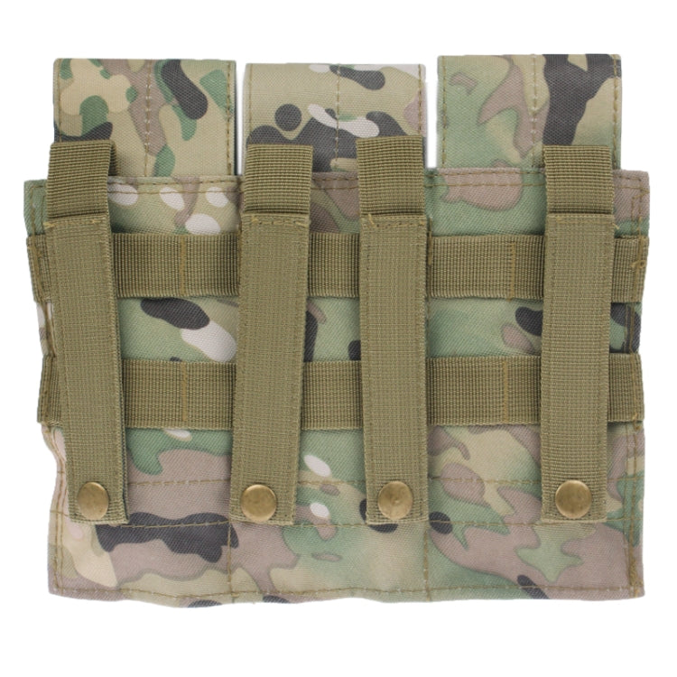 Triple Canvas Clips Pouch with Hook and Loop Fastener & Quick Release Buckles, Camouflage, Khaki, Black, Army Green