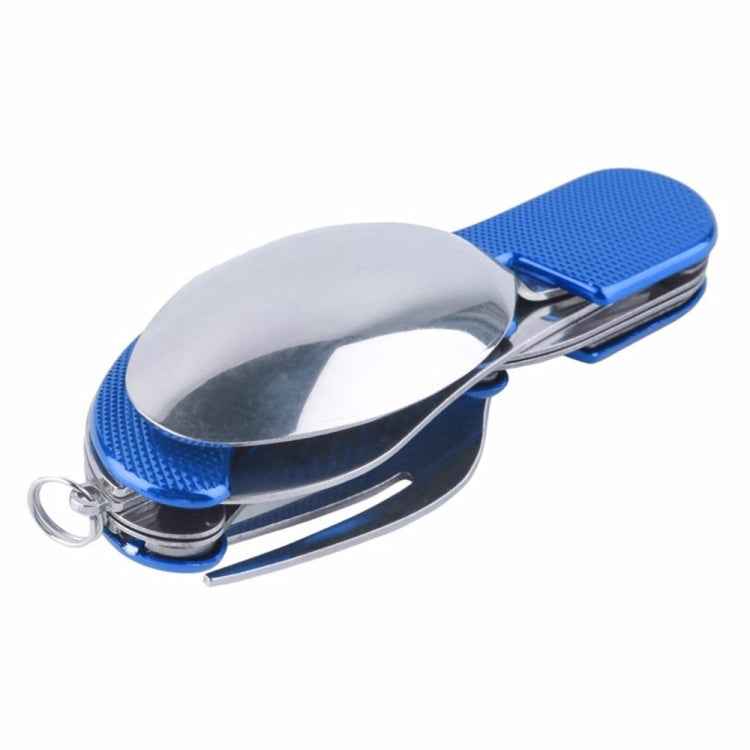 6-in-1 Stainless Steel Travel / Camping Folding Cutlery Set, Spoon + Fork + Knife + Bottle Opener Set