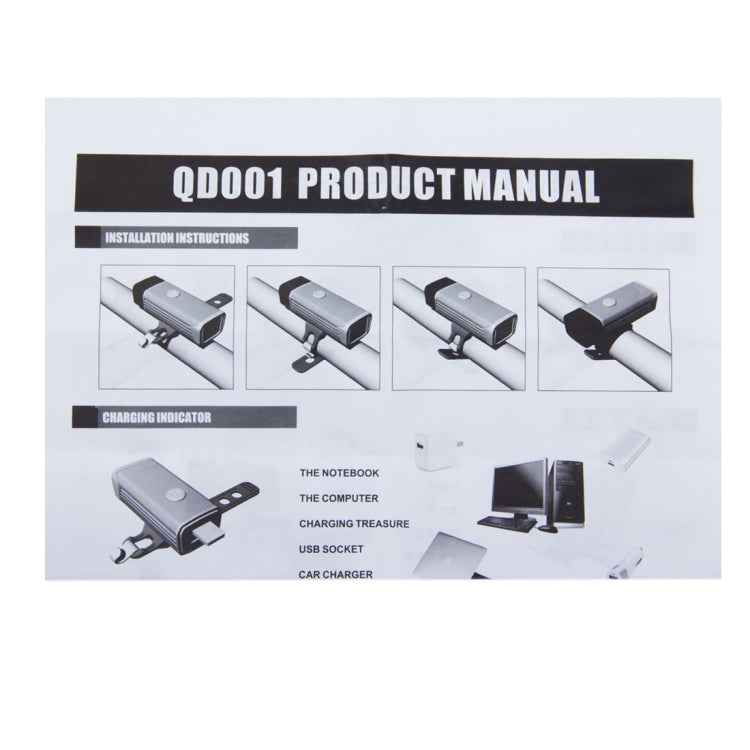 MC-QD001 180 Lumens USB Rechargeable LED Bright Aluminum Light with Handlebar Mount