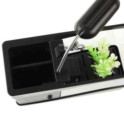 USB Desktop Aquarium Mini Fish Tank with Running Water and 6 LED Light, LCD Clock Display with Calendar, Time and Alarm (Holds 1.5 Quarts of Water)