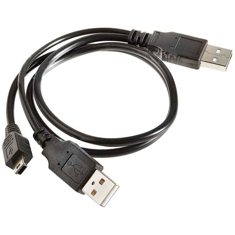2 in 1 USB 2.0 Male to Mini 5pin Male + USB Male Cable, Length: 80 cm