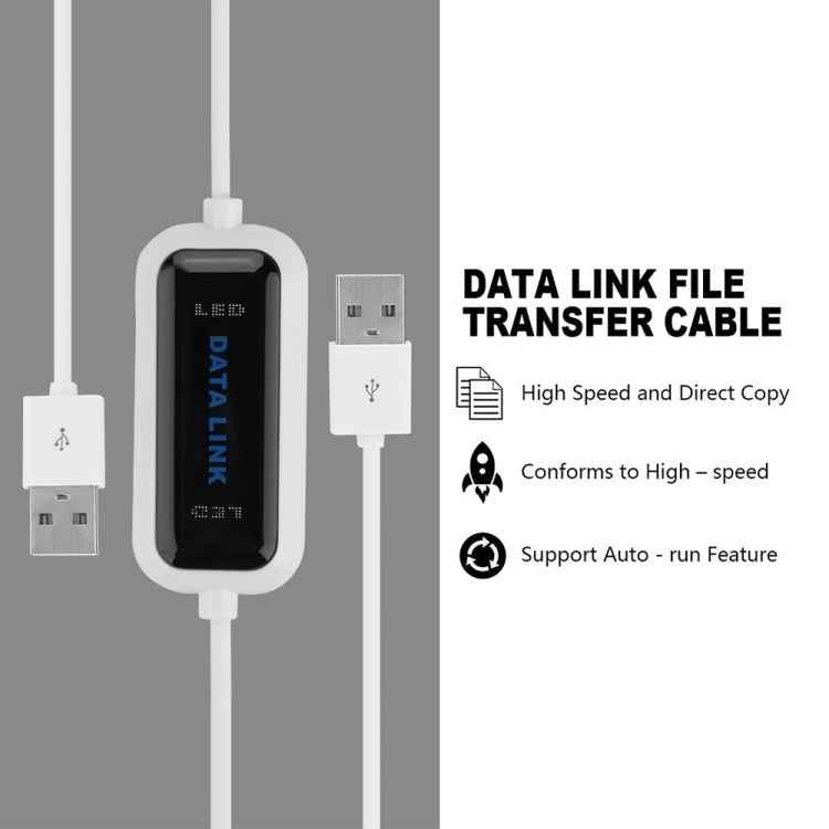 High Speed USB 2.0 Data Link Cable, PC to PC Data Share, Plug and Play, Length: 165cm