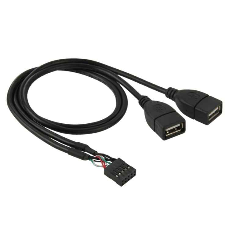 10 Pin Motherboard Female Header to 2 USB 2.0 Female Adapter Cable, Length: 50cm, 10 Pin Motherboard to 2 USB AF