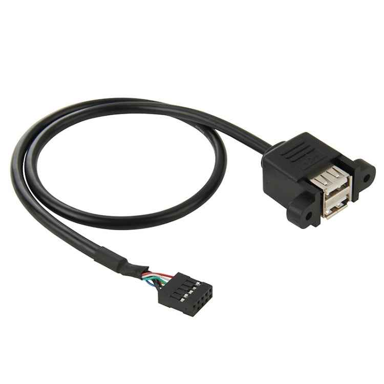 10 Pin Motherboard Female Header to 2 USB 2.0 Female Adapter Cable, Length: 50cm, 10 Pin Motherboard to 2 USB