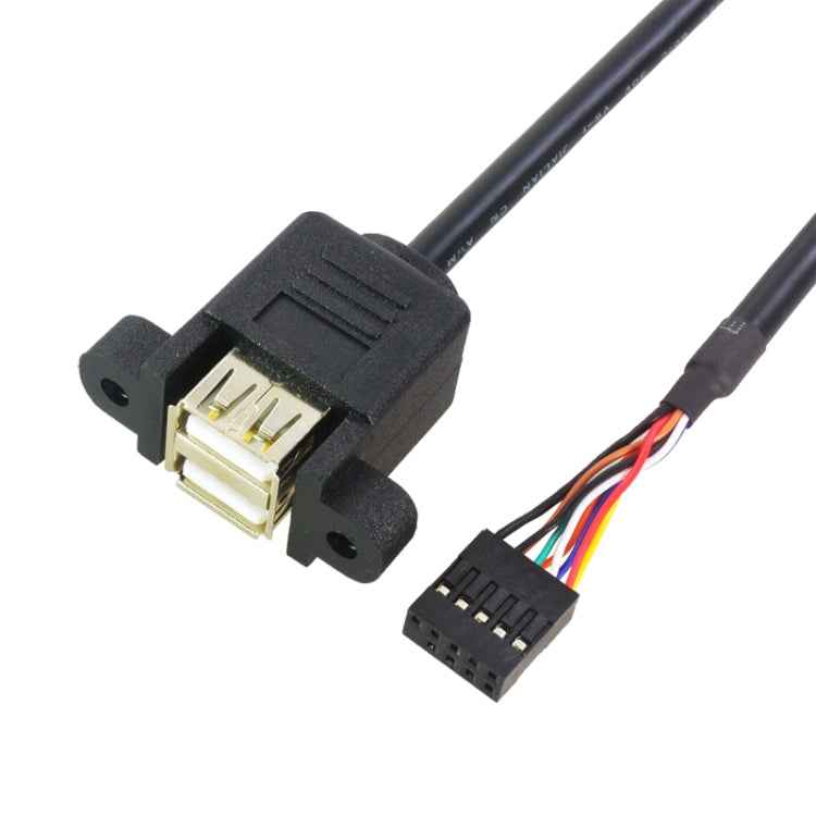10 Pin Motherboard Female Header to 2 USB 2.0 Female Adapter Cable, Length: 50cm