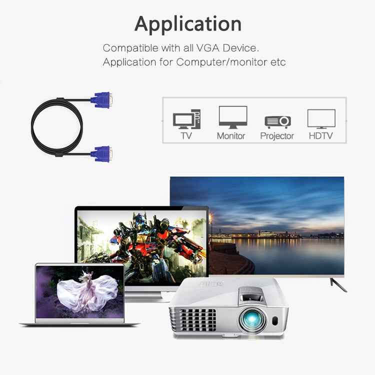 5m Good Quality VGA 15 Pin Male to VGA 15 Pin Female Cable for LCD Monitor, Projector, etc