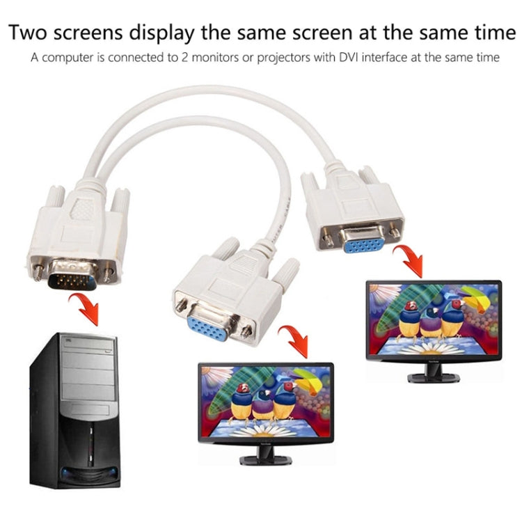 VGA SVGA HDB15 Male to 2 Female Splitter Cable, Length: 32.5cm