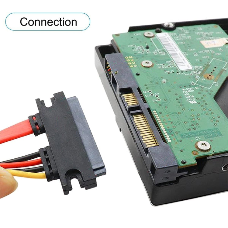 15 + 7 Pin Serial ATA Male to Female Data Power Extension Cable for SATA HDD, Length: 50cm, S-PC-0638, S-PC-0638A