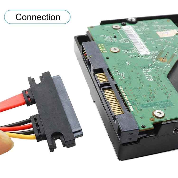 15 + 7 Pin Serial ATA Male to Female Data Power Extension Cable for SATA HDD, Length: 50cm, S-PC-0638, S-PC-0638A