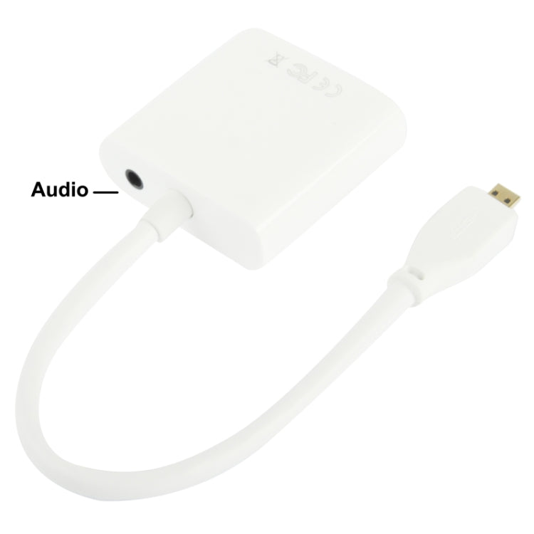 22cm Full HD 1080P Micro HDMI Male to VGA Female Video Adapter Cable with Audio Cable, Micro HDMI