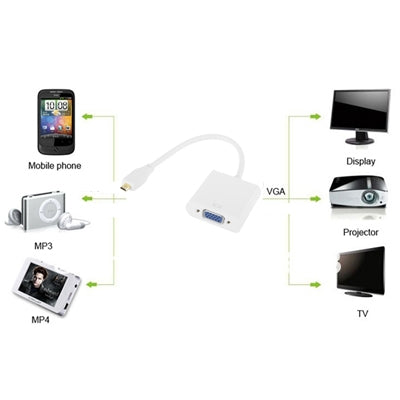22cm Full HD 1080P Micro HDMI Male to VGA Female Video Adapter Cable with Audio Cable, Micro HDMI