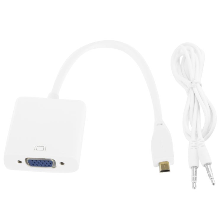 22cm Full HD 1080P Micro HDMI Male to VGA Female Video Adapter Cable with Audio Cable, Micro HDMI