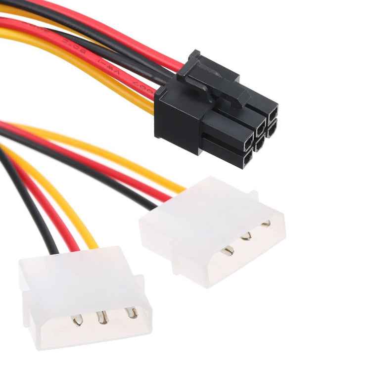 6 Pin Male to 2 x 4 Pin Female Power Cable, Length: 17.5cm