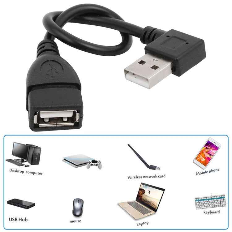 90 Degree USB 2.0 AM to AF Adapter Cable, Length: 25cm
