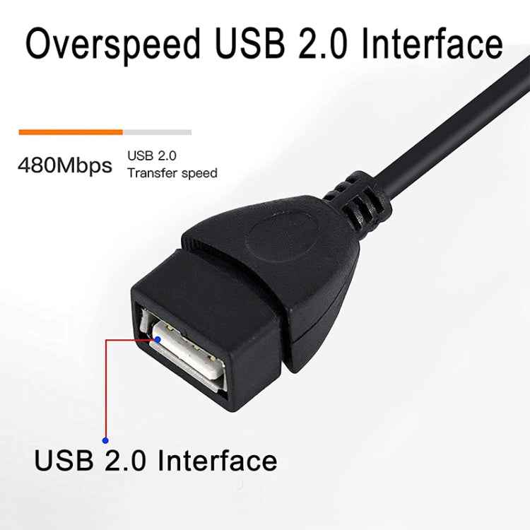 90 Degree Mini USB Male to USB 2.0 AF Adapter Cable with OTG Function, Length: 25cm
