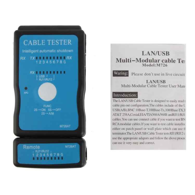 USB Cable, RJ45 and RJ11 Multifunction Network Cable Tester