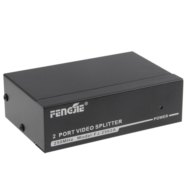 FJ-2502A 2 Port VGA Video Splitter High Resolution 1920 x 1440 Support 250MHz Video Bandwidth, 2 Ports Splitter Black