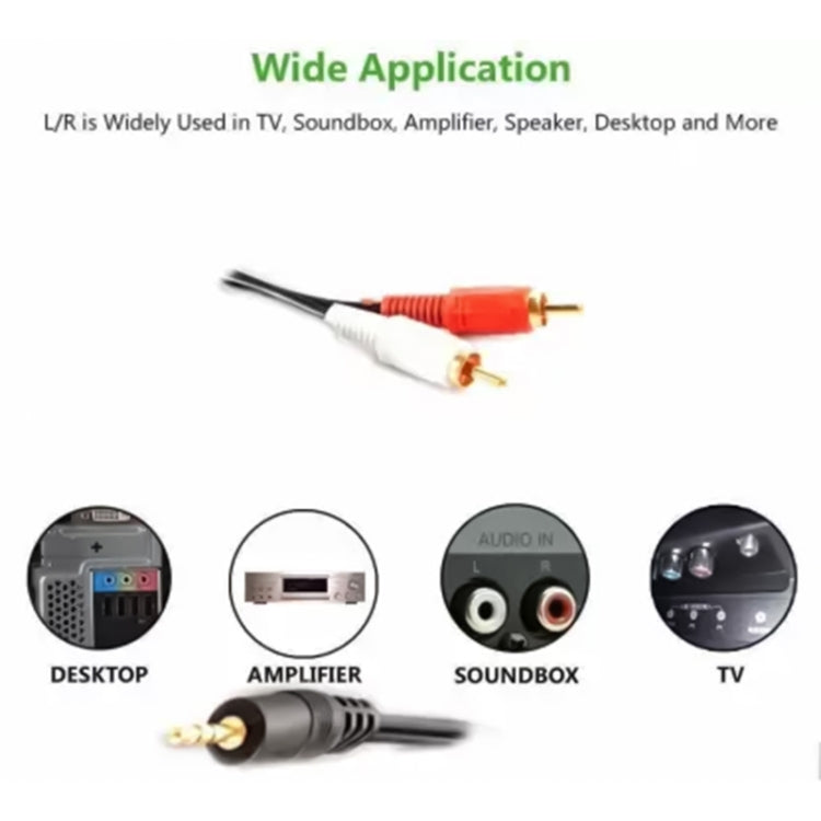 Normal Quality Jack 3.5mm Stereo to RCA Male Audio Cable, Length: 1.5m, Length: 1.5m