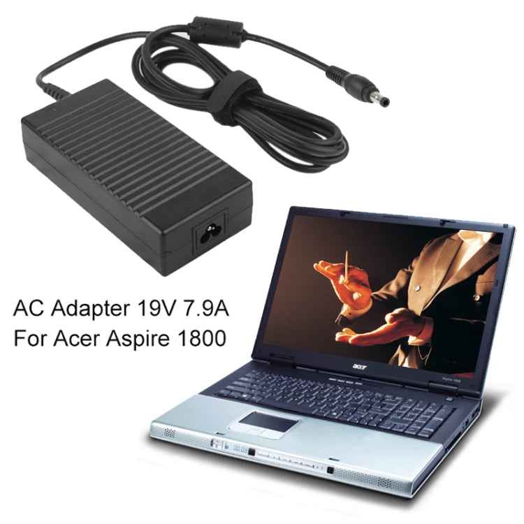 AC 19V 7.9A Power Adapter for Acer Aspire 1800, Output Tips: 5.5 x 2.5mm