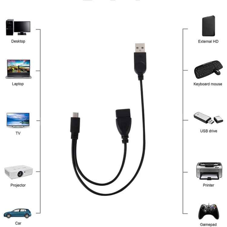 Micro USB to USB 2.0 Male & USB 2.0 Female Host OTG Converter Adapter Cable, Length: About 30cm
