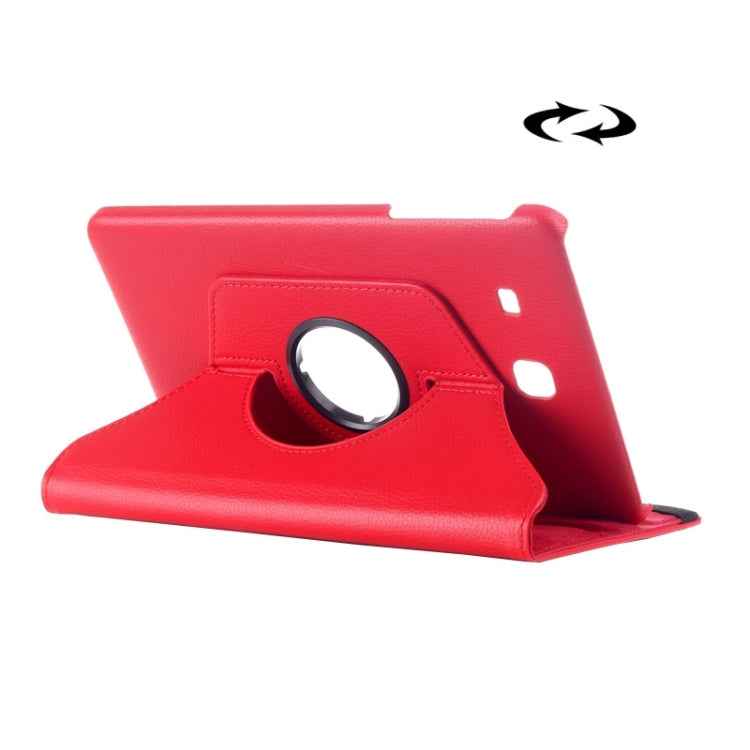 Litchi Texture 360 Degree Rotation Leather Case with Multi-functional Holder for Galaxy Tab E 9.6