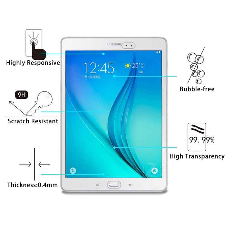 75 PCS For Galaxy Tab A 9.7 / T550 / T555 0.4mm 9H+ Surface Hardness 2.5D Explosion-proof Tempered Glass Film