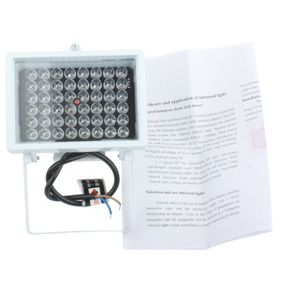 Éclairage auxiliaire 48 LED pour caméra CCD, distance IR : 50 m (ZT-48W), dimensions : 9 x 12,5 x 8 cm
