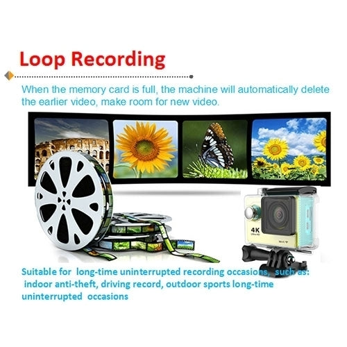 H9 4K Ultra HD1080P 12MP 2 inch LCD Screen WiFi Sports Camera, 170 Degrees Wide Angle Lens, 30m Waterproof