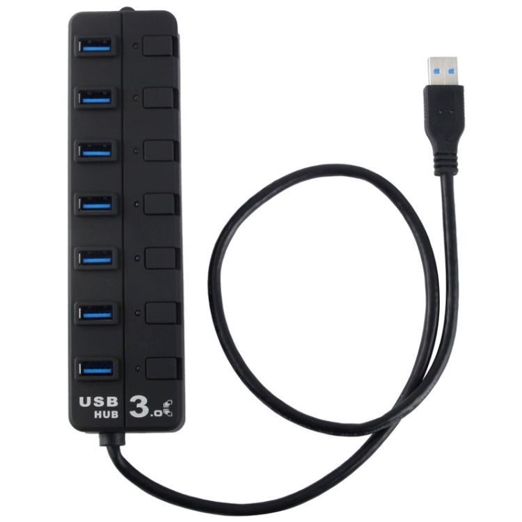7 Ports USB 3.0 Hub with Individual Switches for each Data Transfer Ports, 7 Ports (Black)