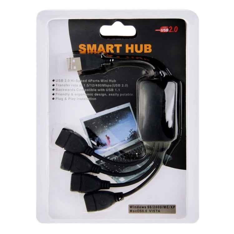 Universal 4 Ports USB 2.0 480Mbps High Speed Cable Hub for PC
