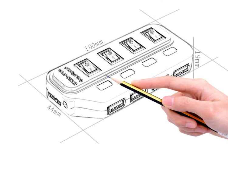 4 Ports USB 3.0 Hub with Individual Switches for each Data Transfer Ports
