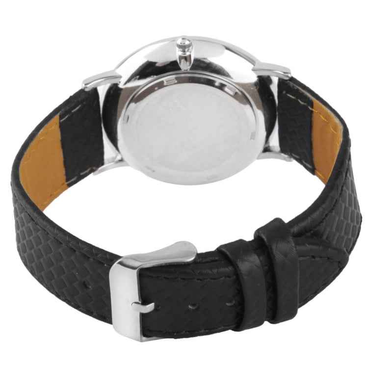 Black Dial Women Quartz Leather Watch / Couple Watch