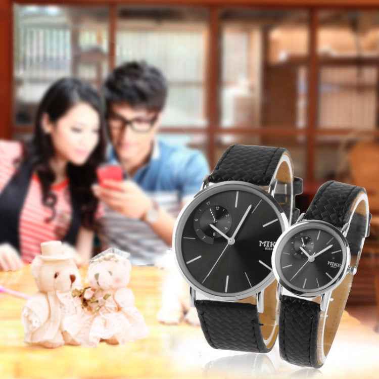 Black Dial Women Quartz Leather Watch / Couple Watch