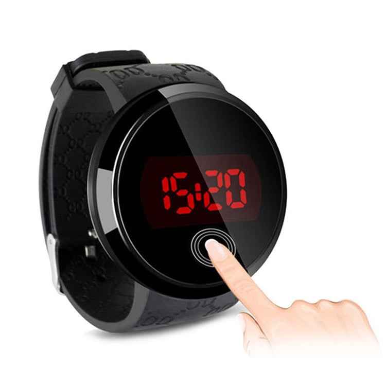 Touch Screen Unisex LED Digital Watch Wristwatch Timepiece Silicon Strap ( White )