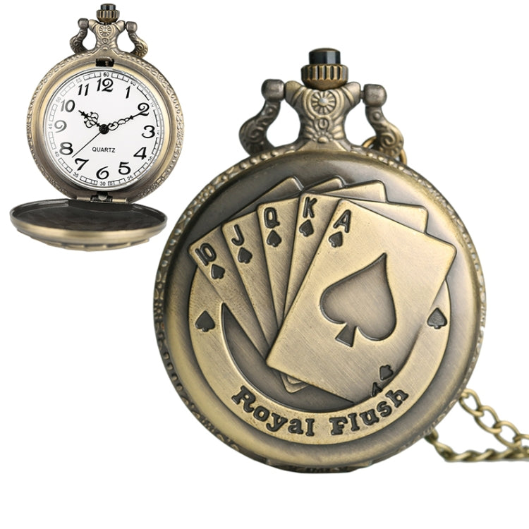 Playing Card Pattern Zinc Alloy Quartz Waterproof Pocket Watch, Playing Card Pattern