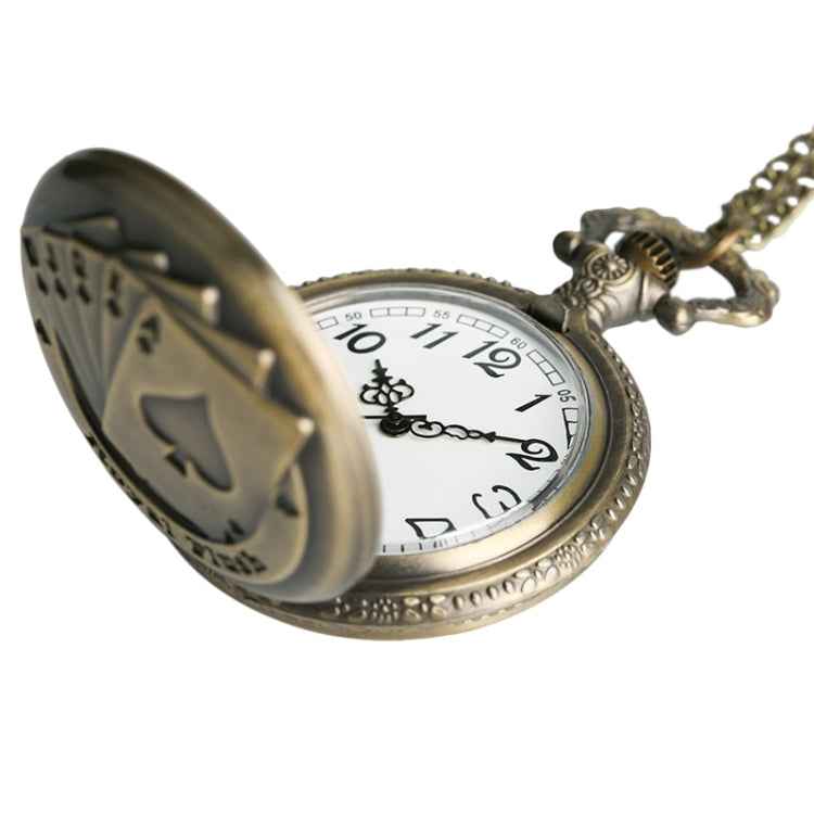 Playing Card Pattern Zinc Alloy Quartz Waterproof Pocket Watch