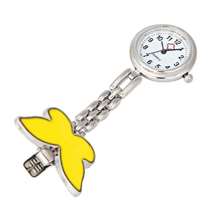 Butterfly Style Portable Alloy Nurse Round Quartz Wristwatch Watch with Pin, Butterfly Style
