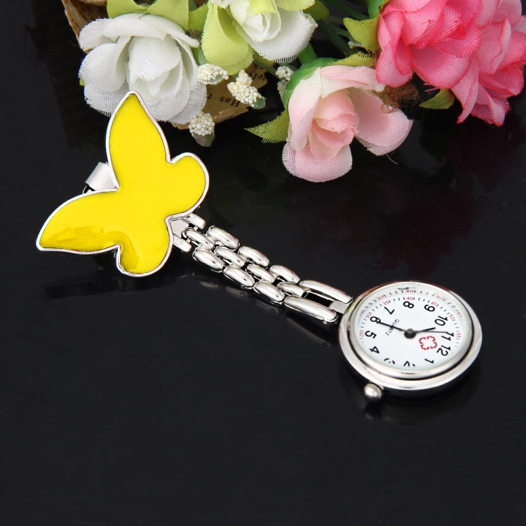 Butterfly Style Portable Alloy Nurse Round Quartz Wristwatch Watch with Pin