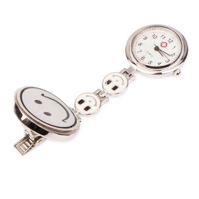 Smile Style Portable Alloy Nurse Round Quartz Wristwatch Watch with Pin, Smile Style (White)