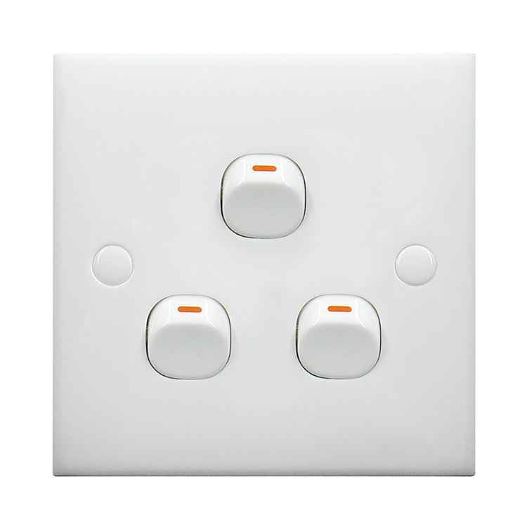Electric Wall Switch (Size: 86 x 86mm), 3 Switch