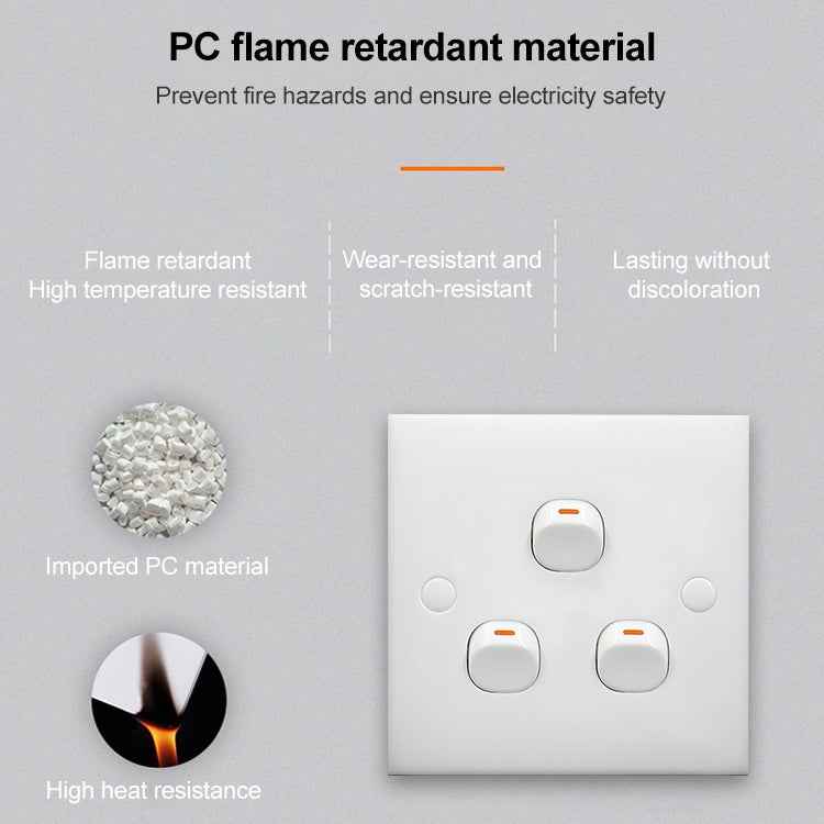 Electric Wall Switch (Size: 86 x 86mm), 3 Switch