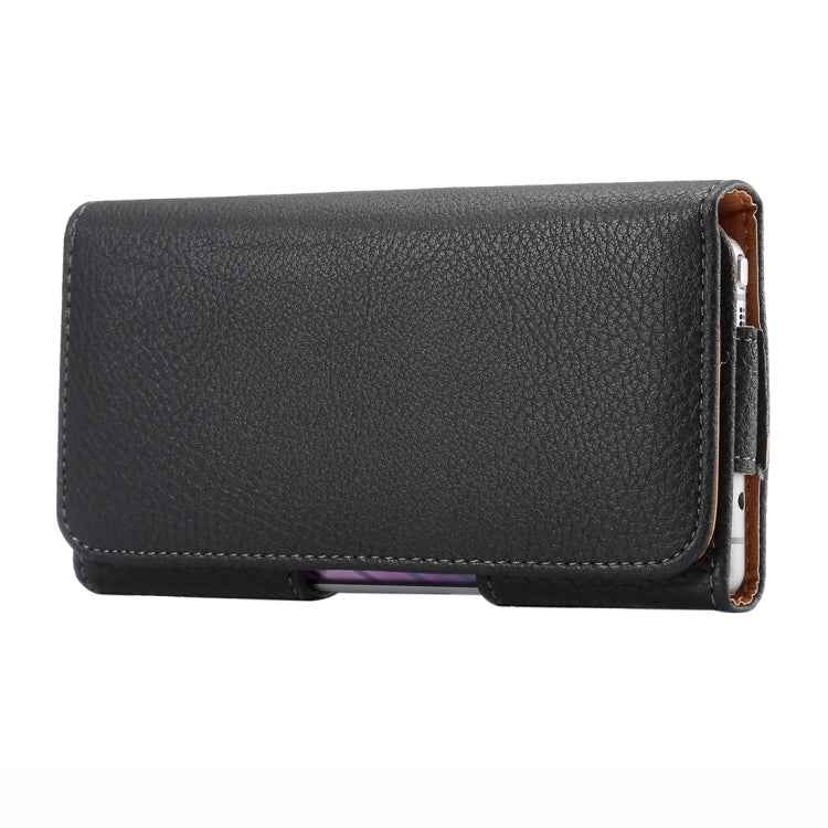 5.7 inch Litchi Texture Vertical Flip Thwartwise Leather Case / Waist Bag for Galaxy S8+ / S9+ / Note 8, iPhone 8 Plus / 7 Plus(Black)