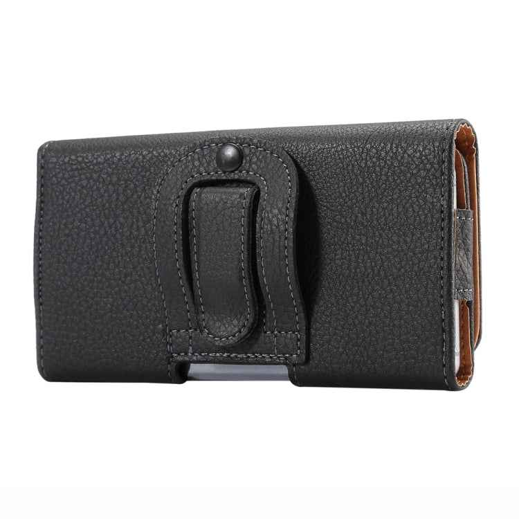 5.7 inch Litchi Texture Vertical Flip Thwartwise Leather Case / Waist Bag for Galaxy S8+ / S9+ / Note 8, iPhone 8 Plus / 7 Plus(Black)