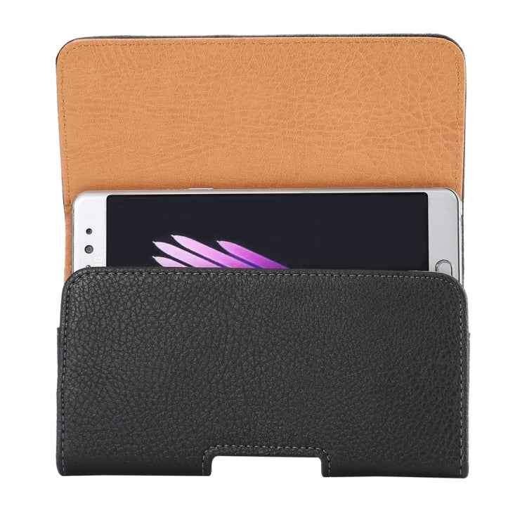5.7 inch Litchi Texture Vertical Flip Thwartwise Leather Case / Waist Bag for Galaxy S8+ / S9+ / Note 8, iPhone 8 Plus / 7 Plus(Black)
