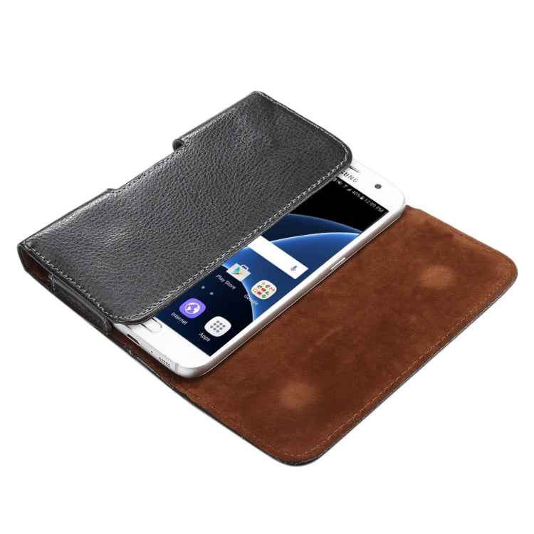 5.2 inch Litchi Texture Vertical Flip Thwartwise Genuine Leather Case / Waist Bag with Rotatable Back Splint for iPhone X & Galaxy S7 & S6 Edge & S6 & S5, Sony Xperia Z5 & Z4 & Z3, Huawei P9 & P8, etc