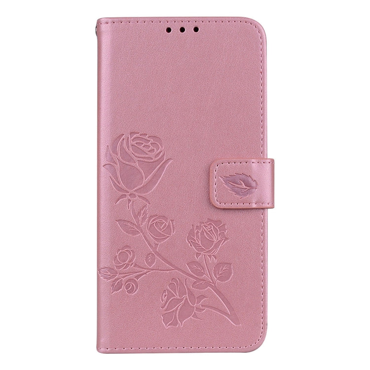Étui à rabat horizontal en cuir PU écologique avec support, emplacements pour cartes et portefeuille, motif rose gaufré, pour Galaxy S9+, Samsung Galaxy S9+