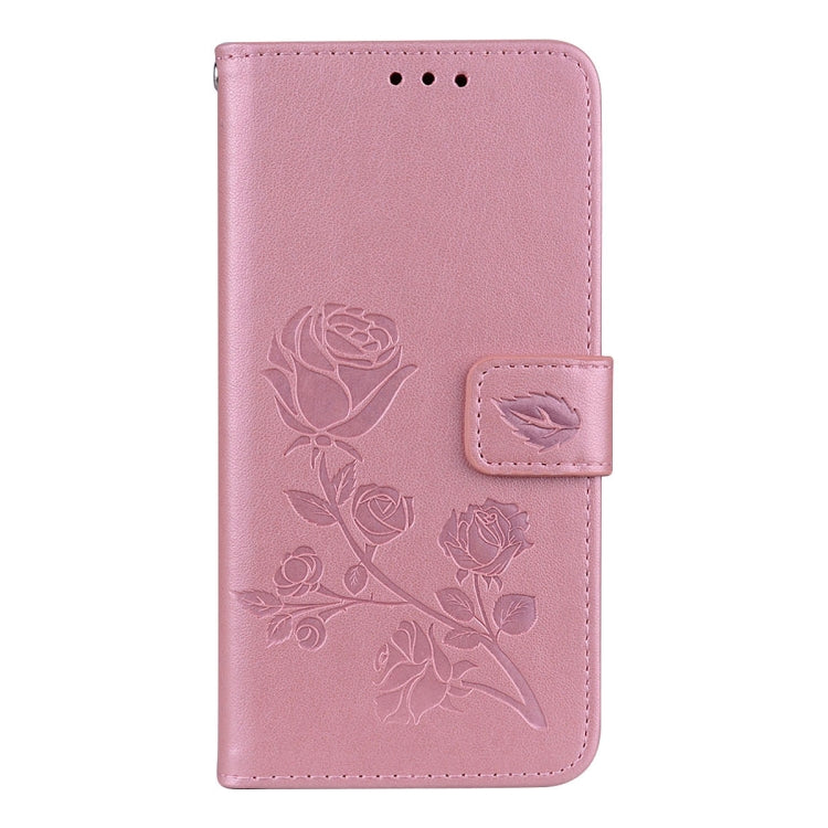 Funda de piel sintética con tapa horizontal, con relieve rosa, con ranuras para tarjetas y billetera para Galaxy S9
