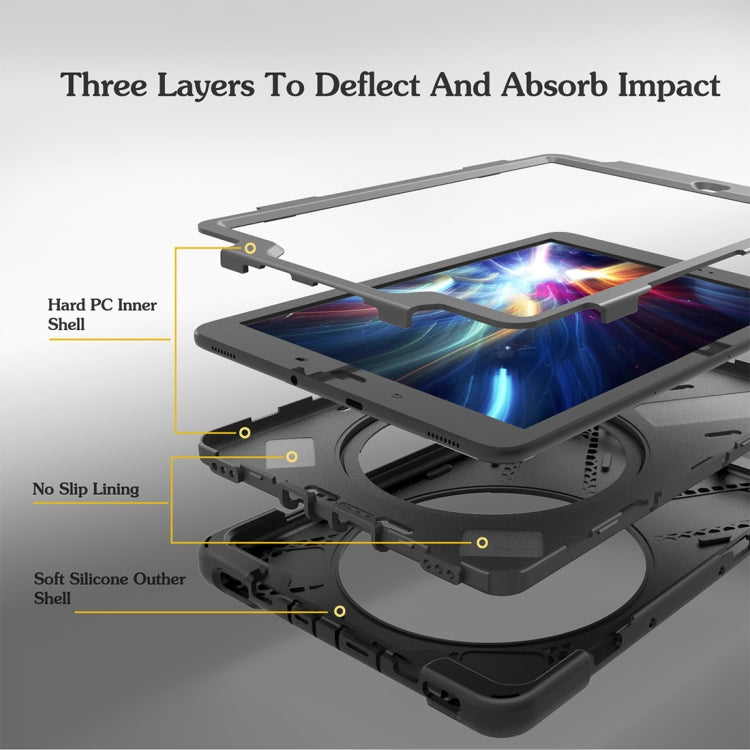 For Galaxy Tab S3 9.7 inch T820 360 Degree Rotation PC + Silicone Protective Case with Holder & Hand-strap, For Galaxy Tab S3 9.7 inch T820