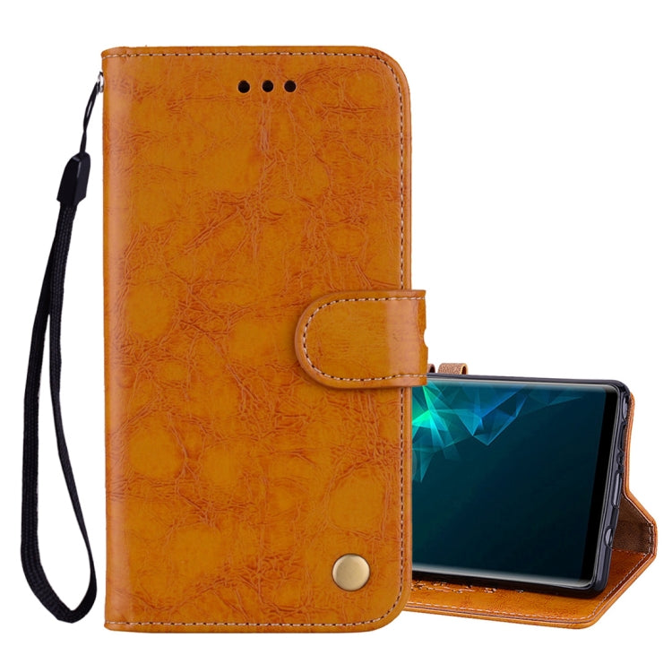Business Style Oil Wax Texture Horizontal Flip Leather Case, with Holder & Card Slots & Wallet For Galaxy Note9